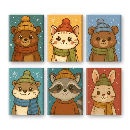 6 Mini Paintings | Winter Dieren Set