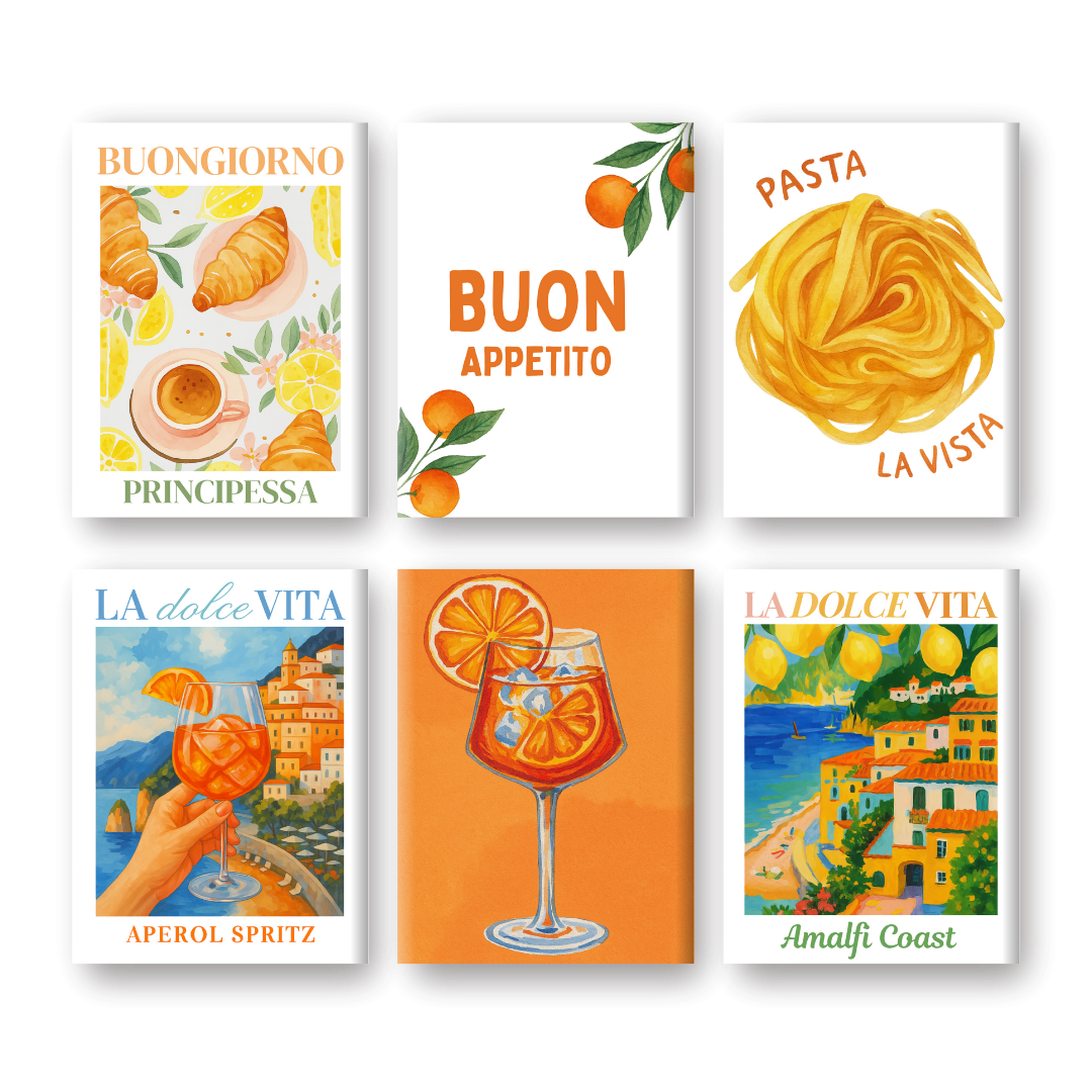 6 Mini Paintings | Italiaanse Buon Appetito set