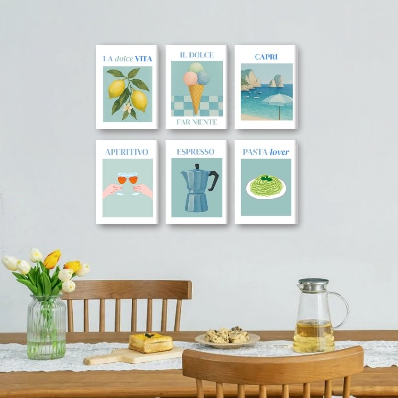 6 Mini Paintings | De smaak van Italië set Mockup