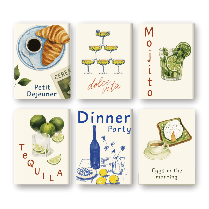 Schilder Op Nummers - 6 Mini Paintings | Food & Drinks set