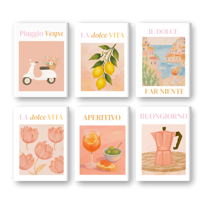 6 Mini Paintings | Italiaanse sfeer set