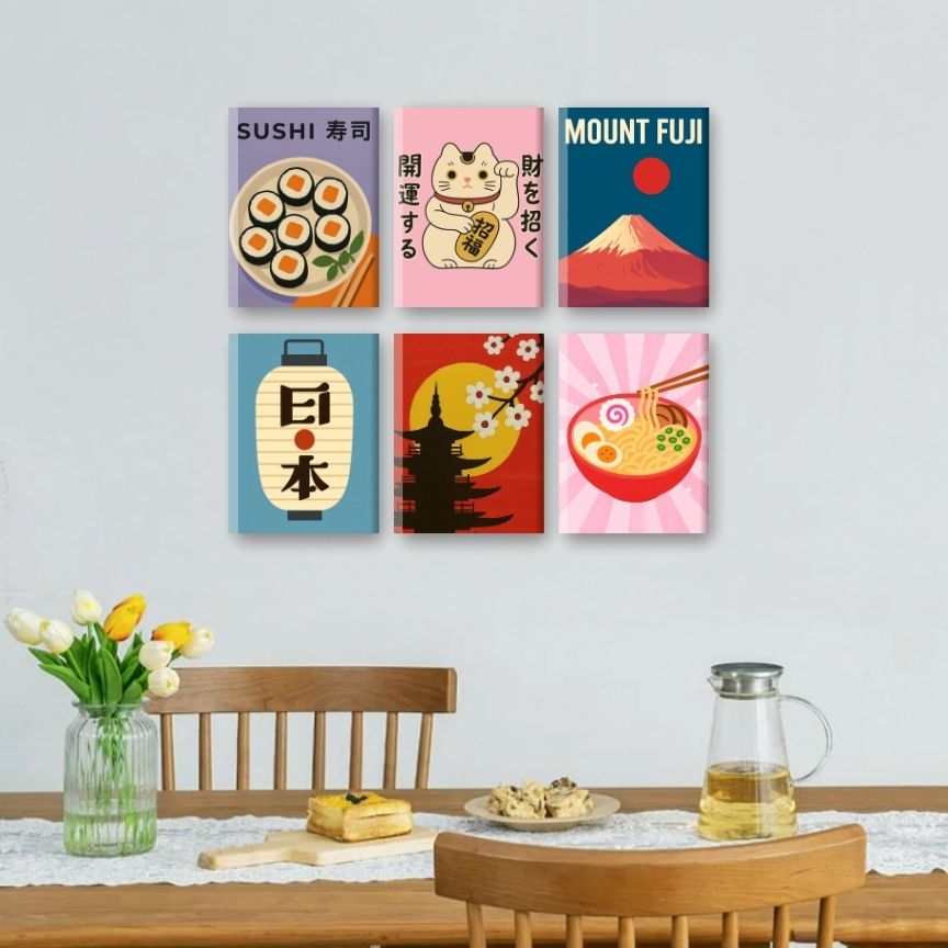 6 Mini Paintings | Japan set Mockup