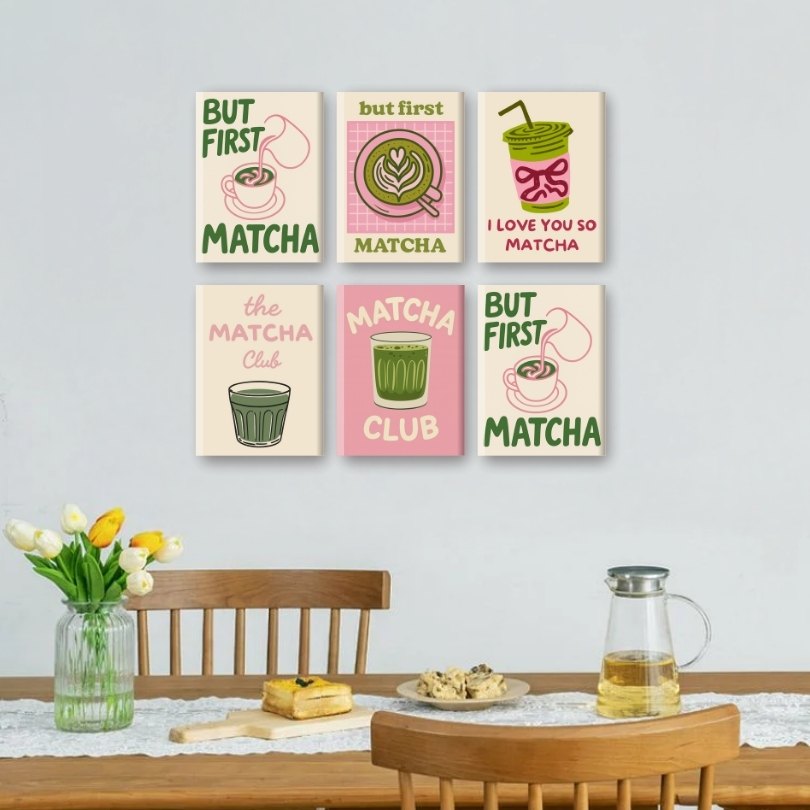 6 Mini Paintings | Matcha set Mockup