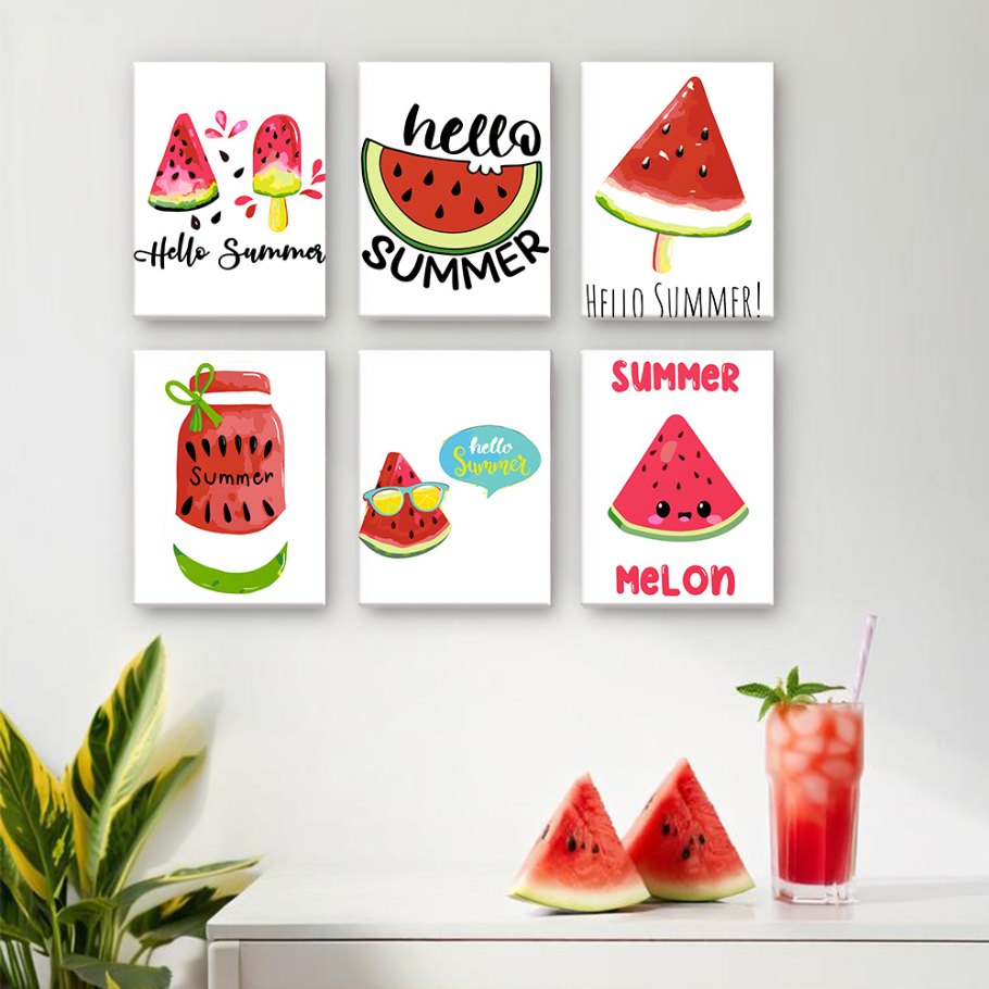6 Mini Paintings | Summer Melon set Mockup