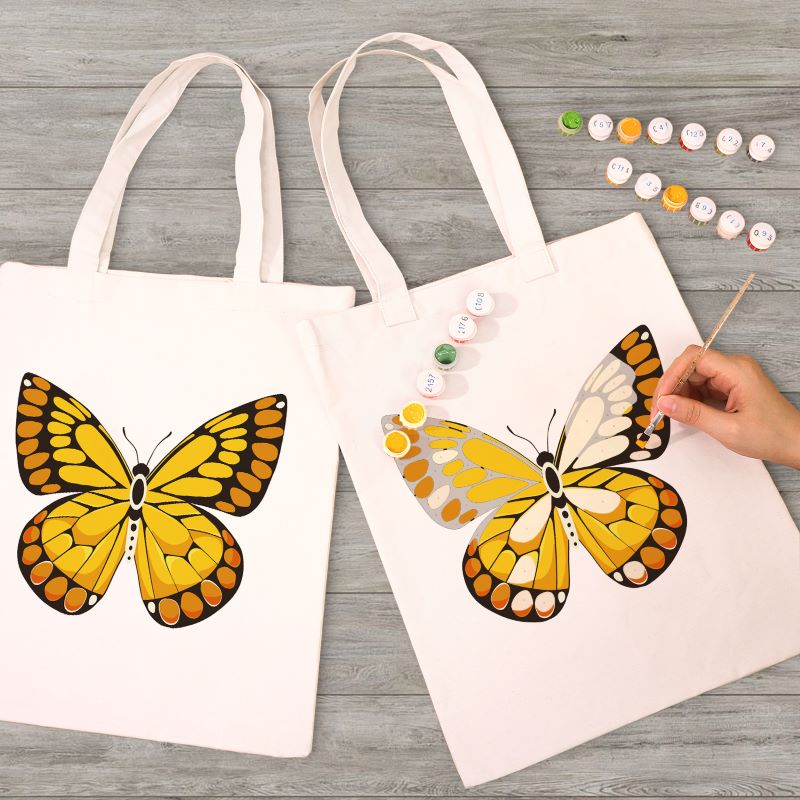 Schilderen op Nummer Totebag - Vlinders | 4 soorten