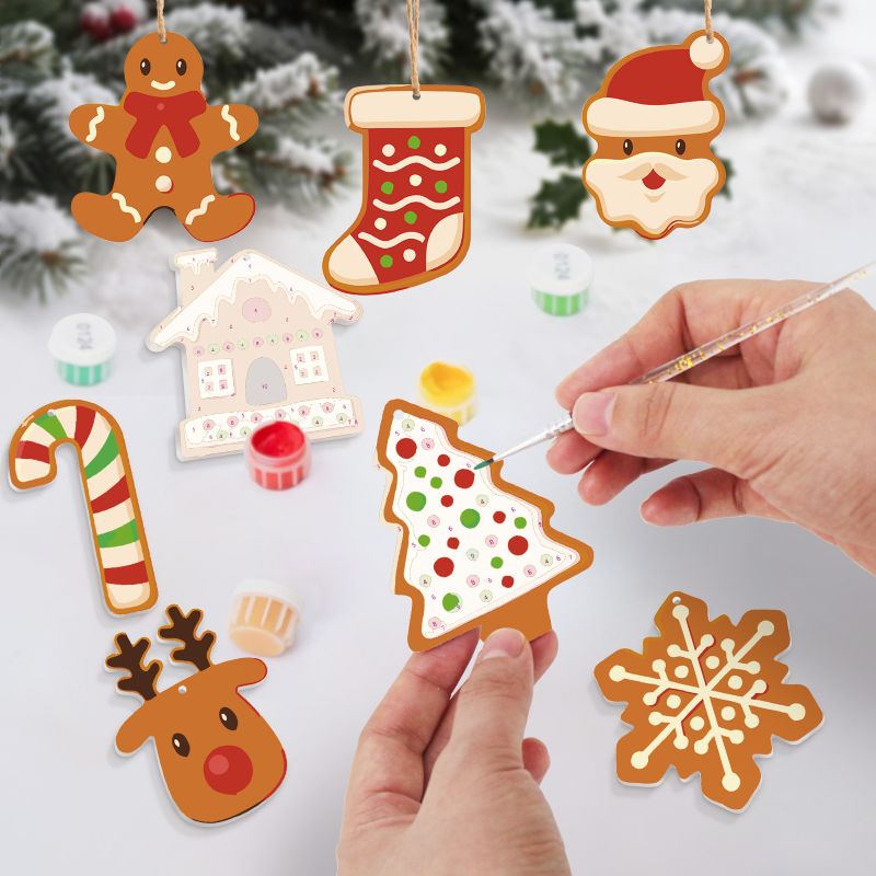 8 Schilder op Nummer Kersthangers - Kerstkoekjes set