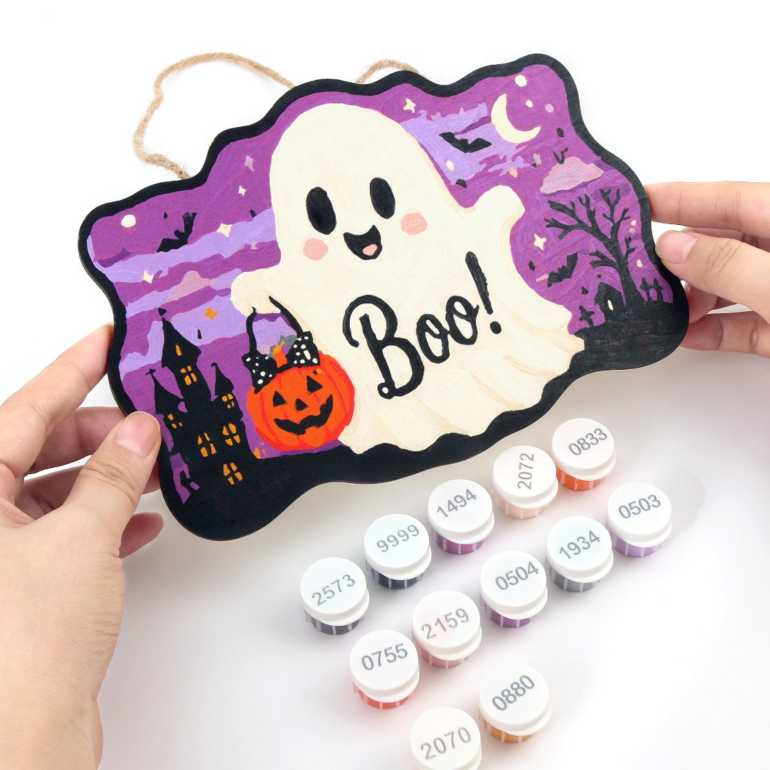 Halloween Spook – Schilder op Nummer Houten Hanger