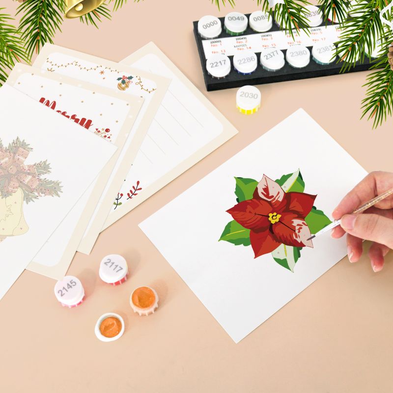 5 Schilderen op Nummer Ansichtkaarten - Kerst set