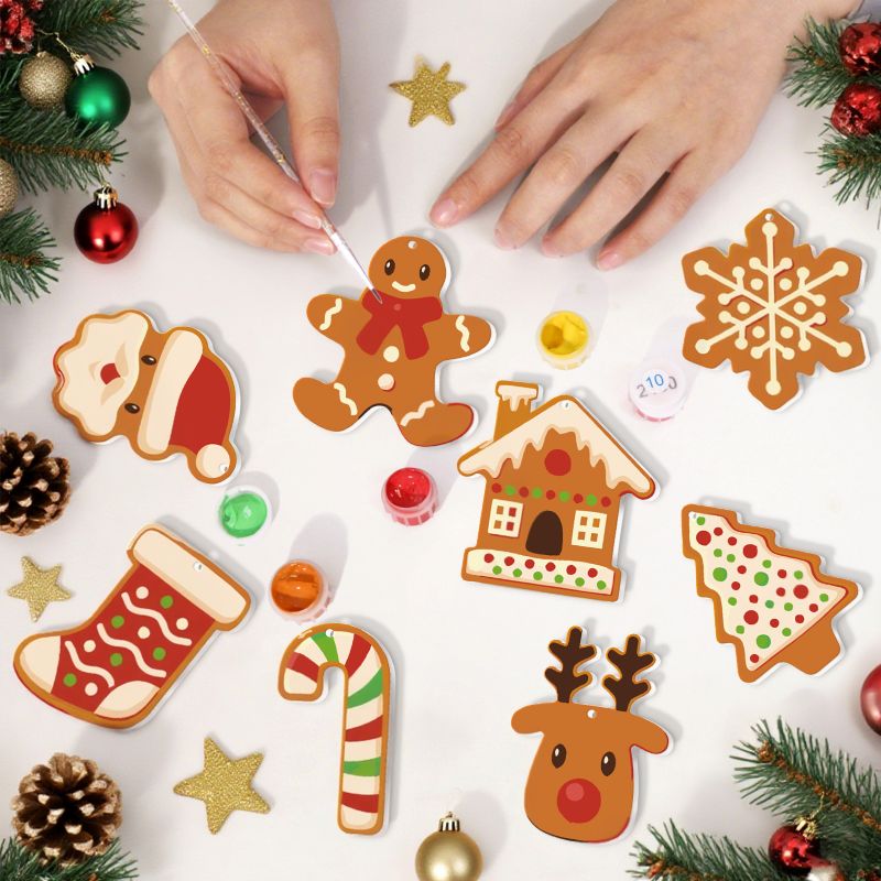 8 Schilder op Nummer Kersthangers - Kerstkoekjes set