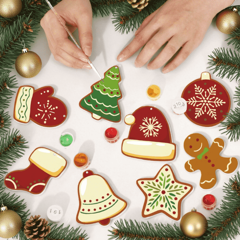 8 Schilder op Nummer Kersthangers - Winter set