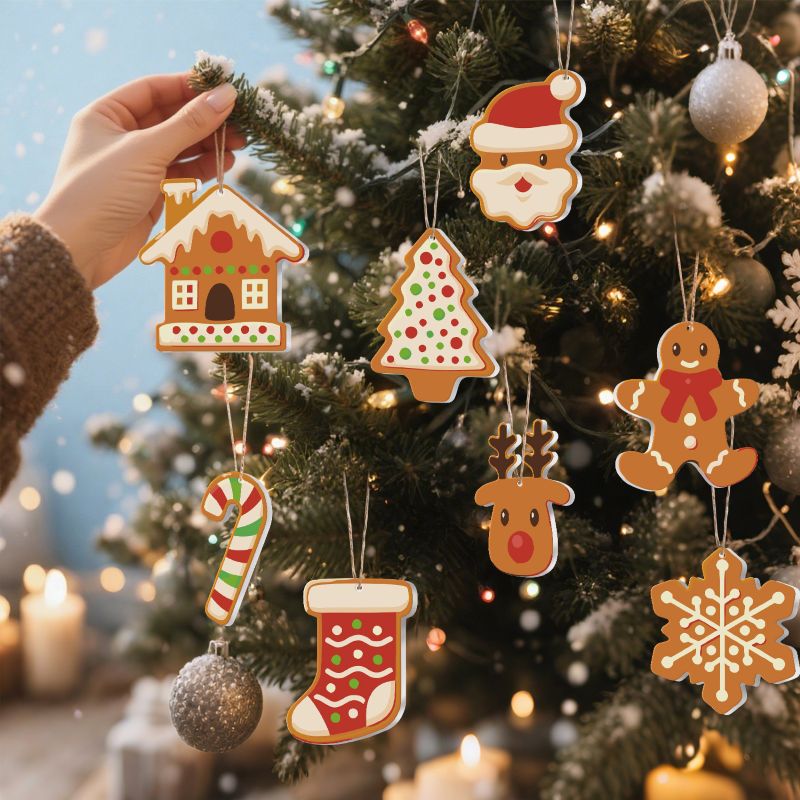 8 Schilder op Nummer Kersthangers - Kerstkoekjes set