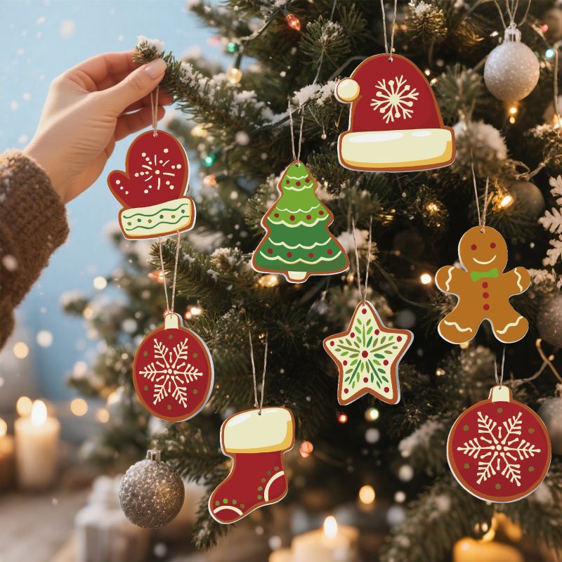 8 Schilder op Nummer Kersthangers - Winter set