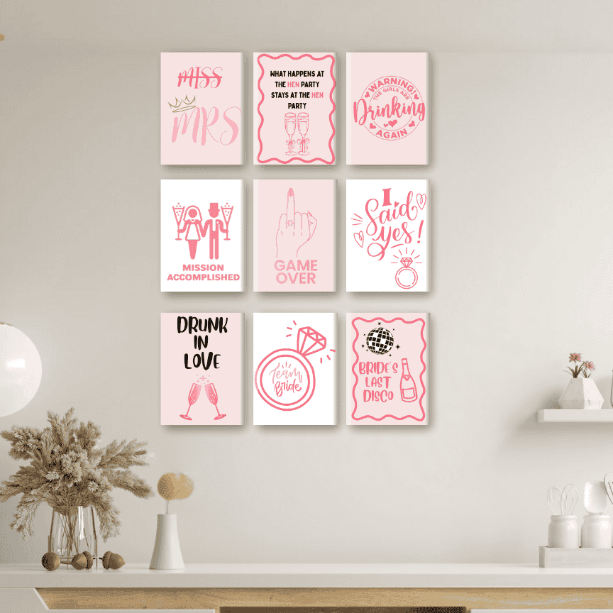 9 Mini Paintings | Bachelorette set - mockup