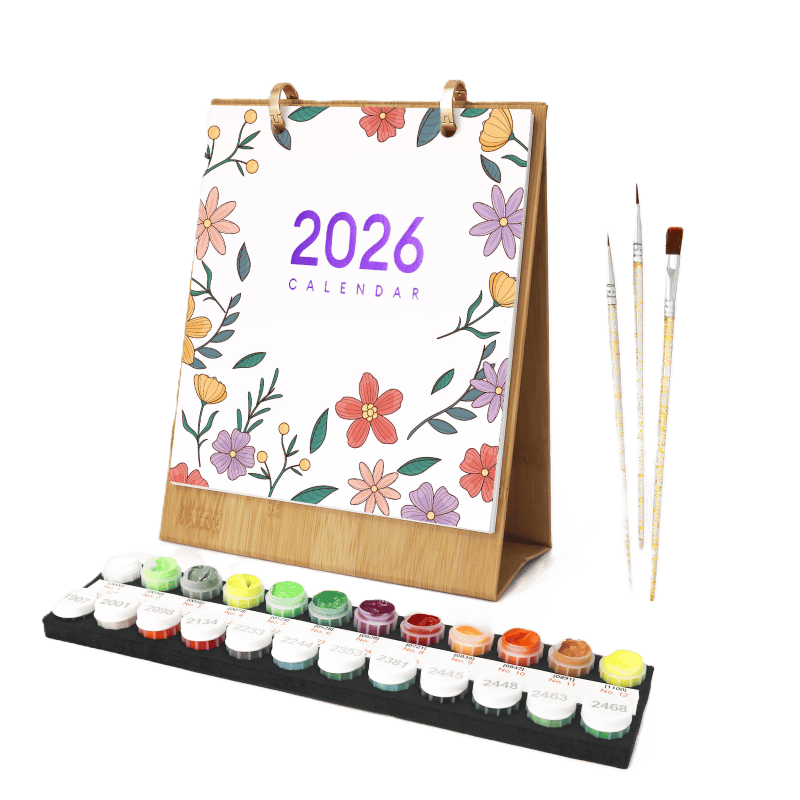 Schilder Op Nummers - 2026 Schilderen op Nummer Bureaukalender – Bloemen Editie