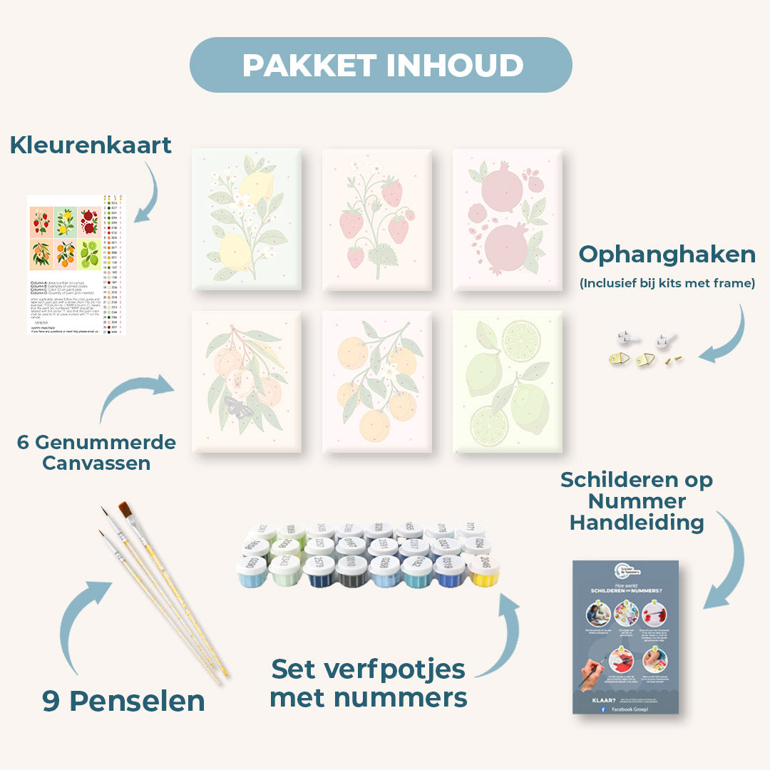 6 Mini Paintings | Fruitplant set