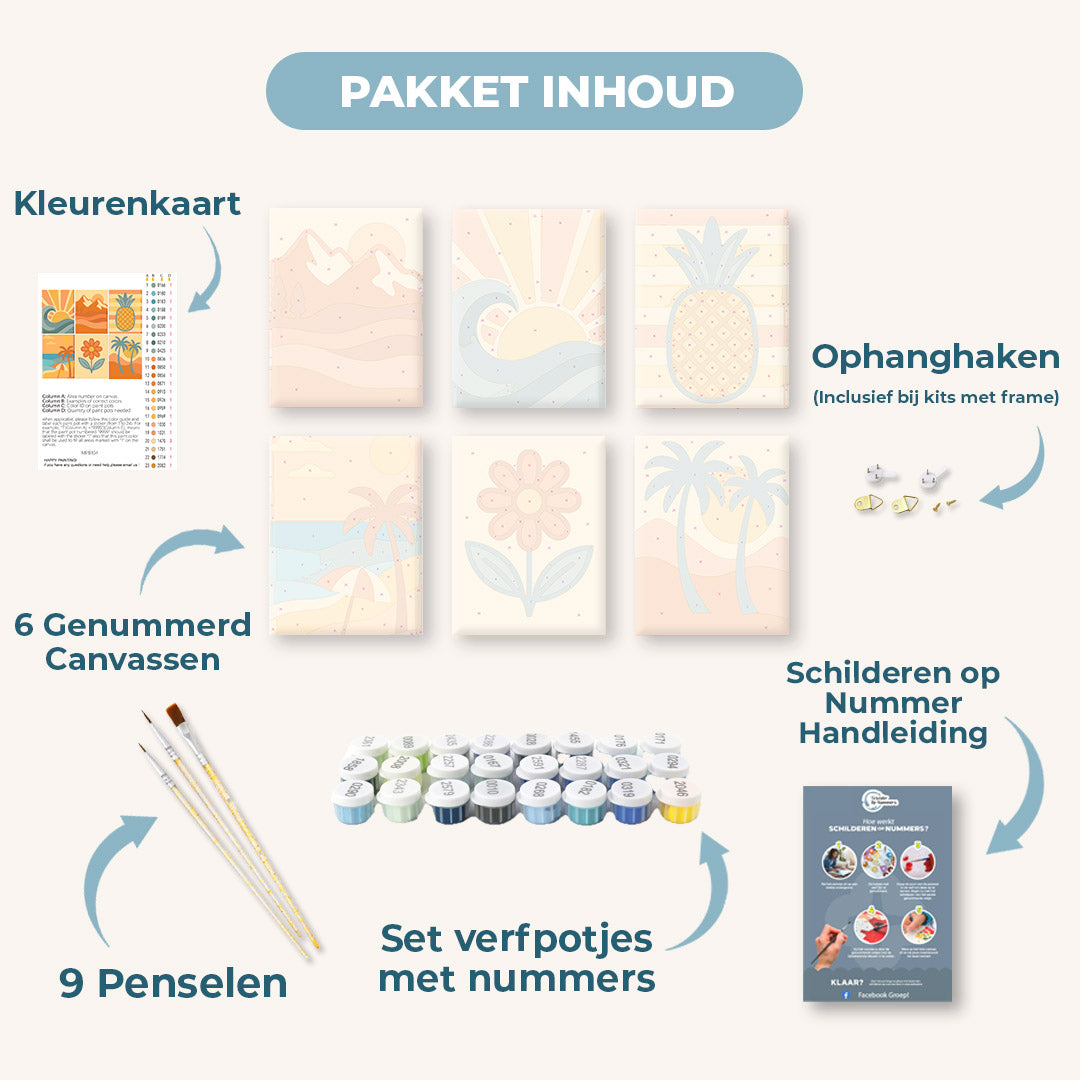 6 Mini Paintings | Retro zomer set