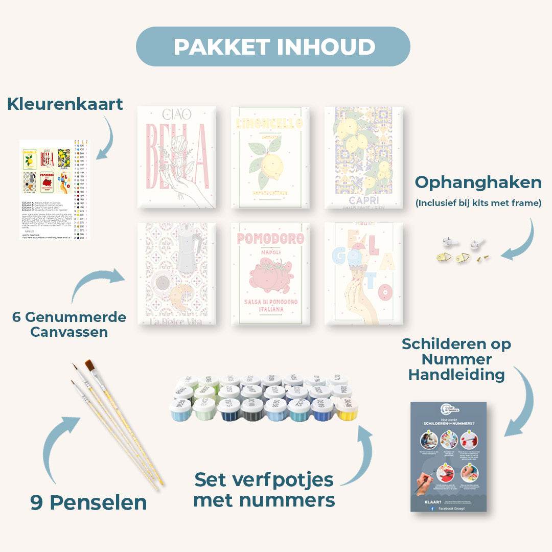 6 Mini Paintings | Italiaanse smaken set