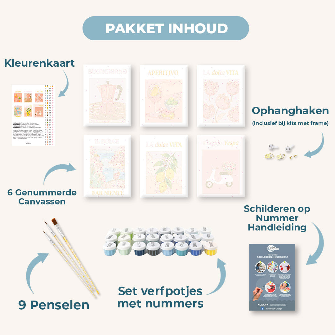 6 Mini Paintings | Italiaanse sfeer set