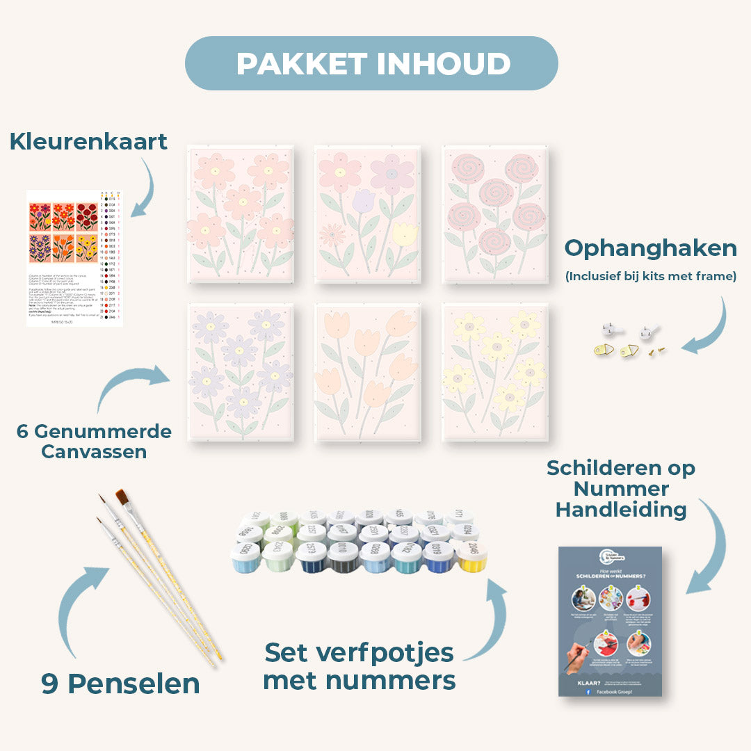 6 Mini Paintings | Aesthetic bloemen set