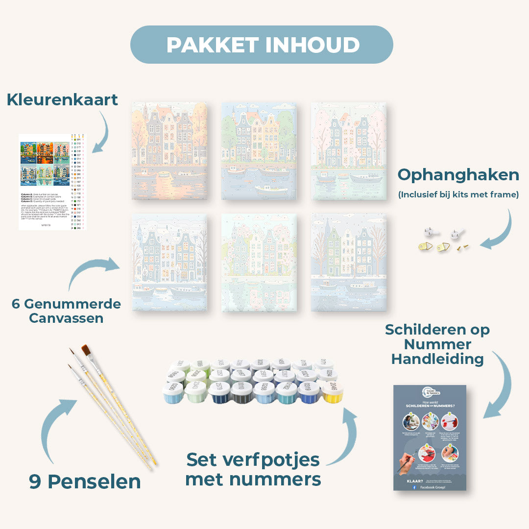 6 Mini Paintings | 4 Seizoenen Amsterdam Set