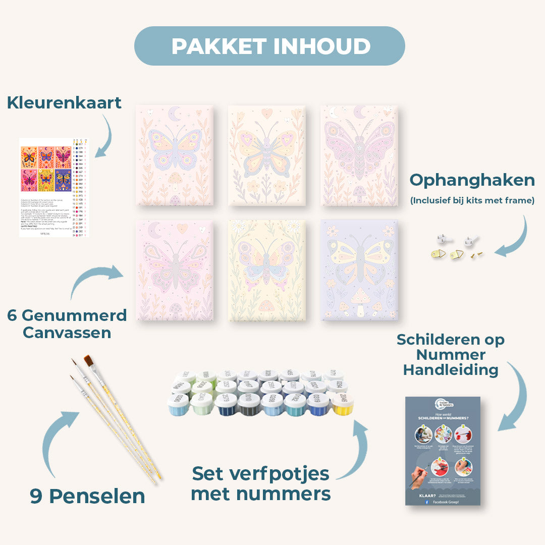 6 Mini Paintings | Kleurrijke Vlinders Set