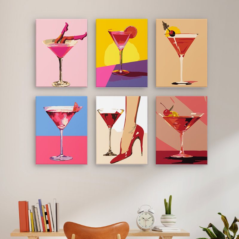 6 Mini Paintings | Fancy Cocktails set