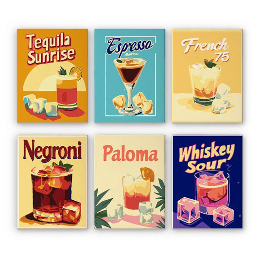 Schilder Op Nummers - 6 Mini Paintings | Prachtige Cocktails set