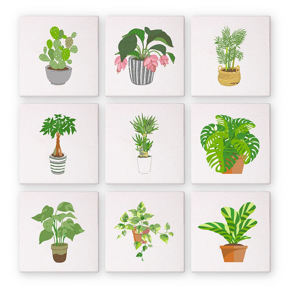 Schilder Op Nummers - 9 Mini Paintings | Kamerplanten Set