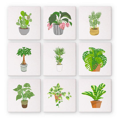 Schilder Op Nummers - 9 Mini Paintings | Kamerplanten Set
