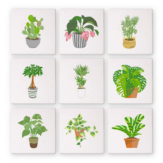 Schilder Op Nummers - 9 Mini Paintings | Kamerplanten Set