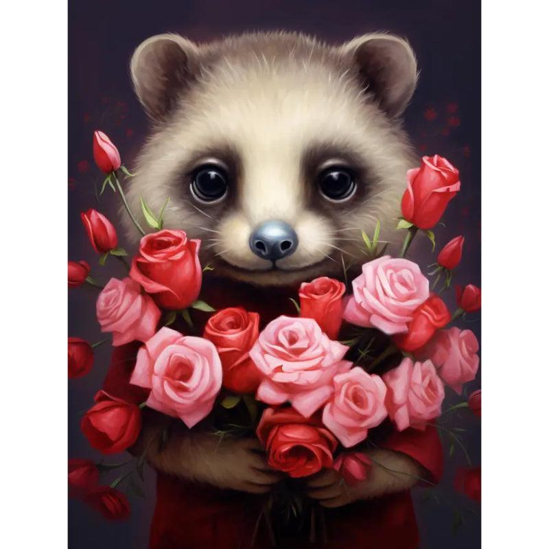 Schilder Op Nummers - Schattig dier met bloemen