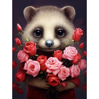 Schilder Op Nummers - Schattig dier met bloemen