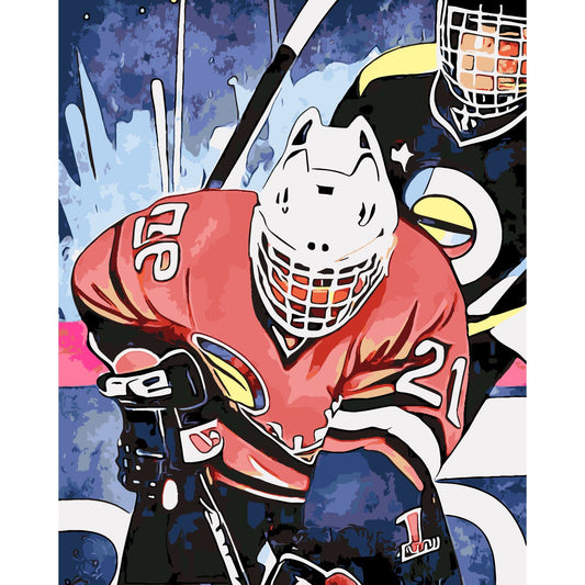 Schilder Op Nummers - IJshockey Speler - by Zamart