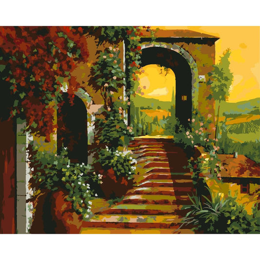 Schilder Op Nummers - De trappen en de gele lucht - by Guido Borelli