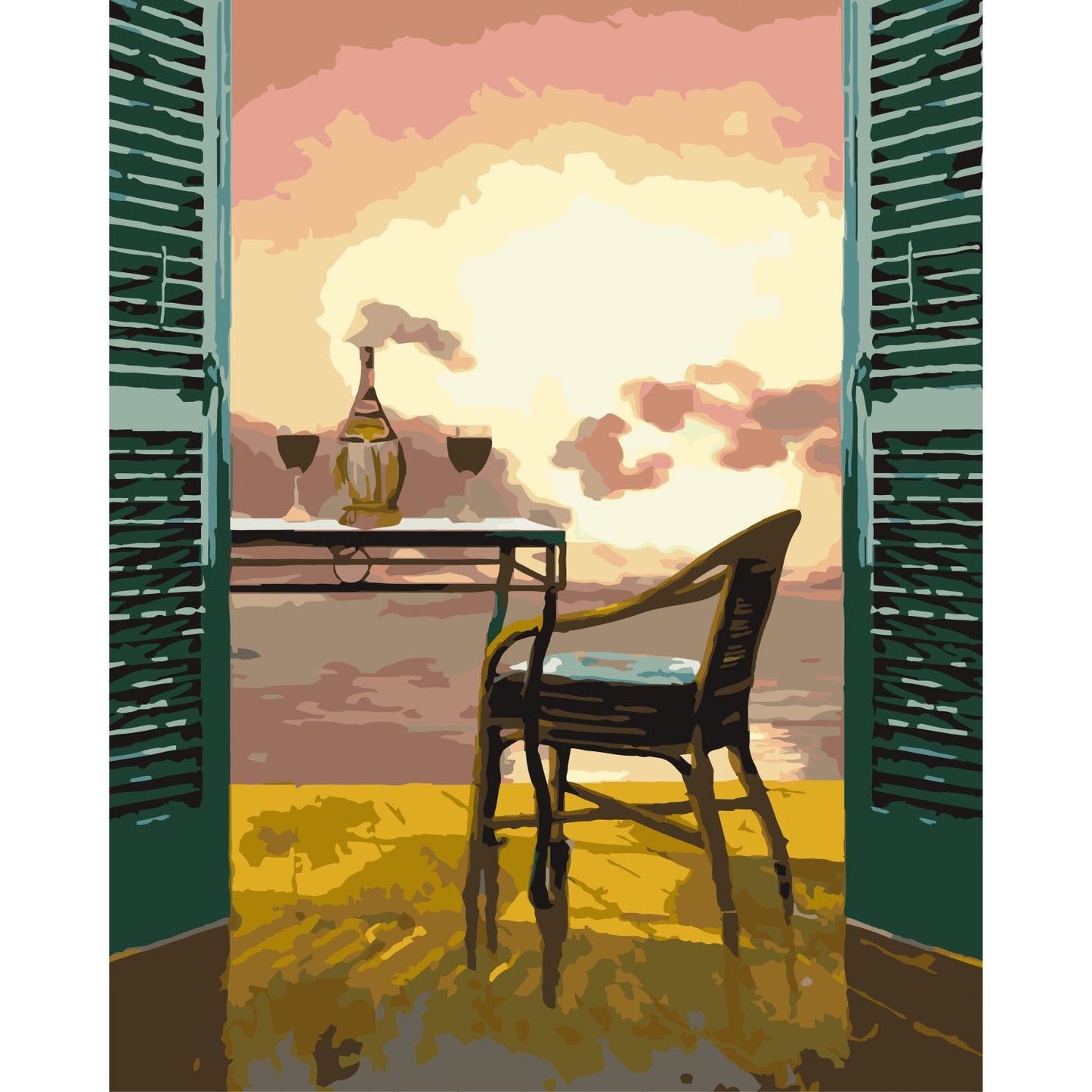 Schilder Op Nummers - Rode wijn bij zonsondergang - by Guido Borelli