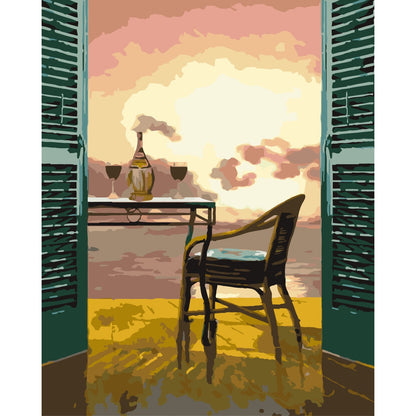 Schilder Op Nummers - Rode wijn bij zonsondergang - by Guido Borelli
