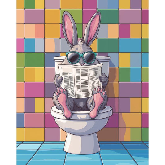 Schilder Op Nummers - Konijn op het toilet