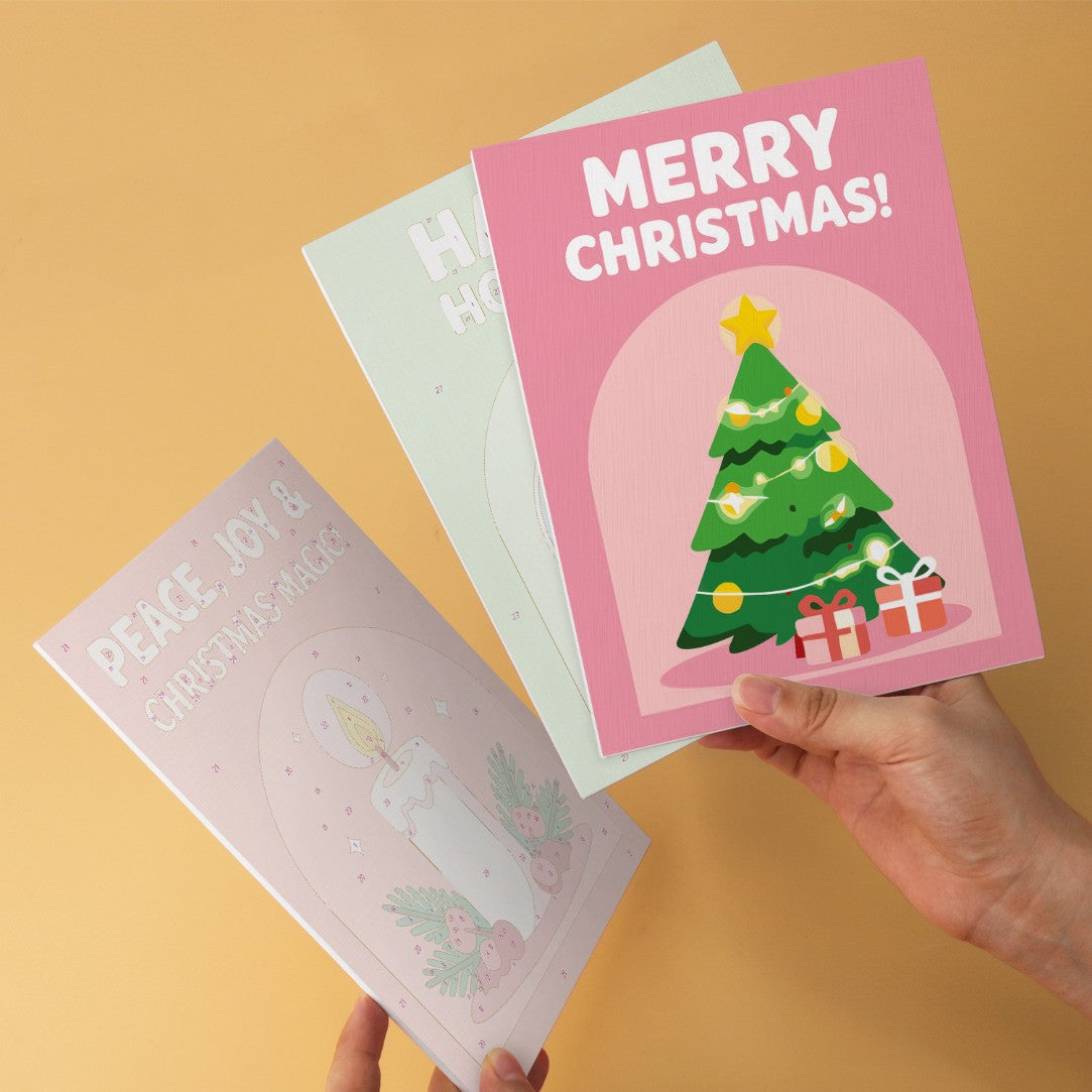 6 Houten Plaat Mini Paintings – Kerstwensen Set