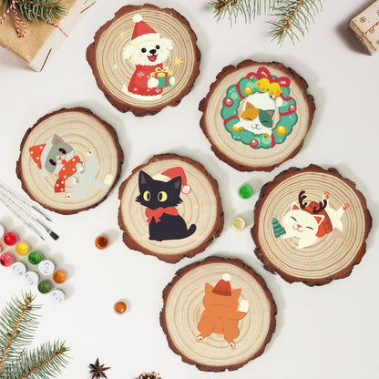 Schilder op Nummer Boomschijf - Kerstkat