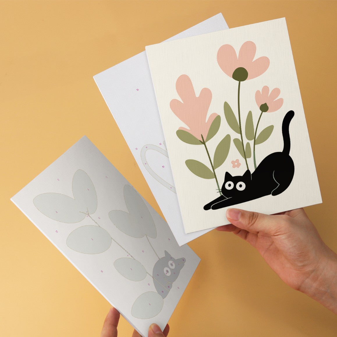 6 Houten Plaat Mini Paintings – Katten tussen Planten Set