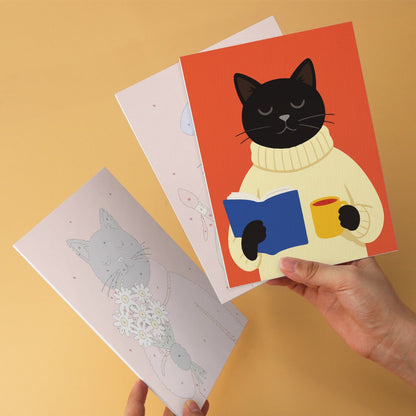 6 Houten Plaat Mini Paintings – Gezellig Kattenseizoen Set