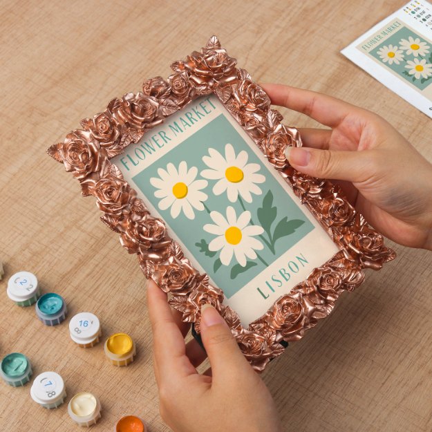 Mini Painting met Fotolijst – Bloemenmarkt Lissabon