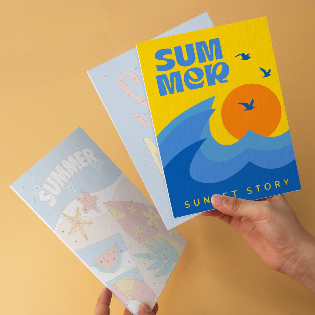 6 Houten Plaat Mini Paintings – Zomerse Zonsondergang Set