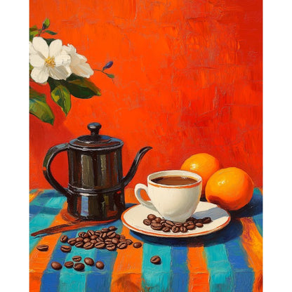 Schilder Op Nummers - Koffie en appelsienen