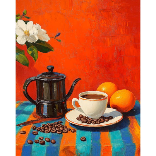 Schilder Op Nummers - Koffie en appelsienen