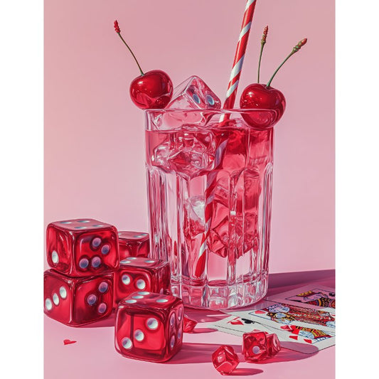 Schilder Op Nummers - Drankje met roze kersen