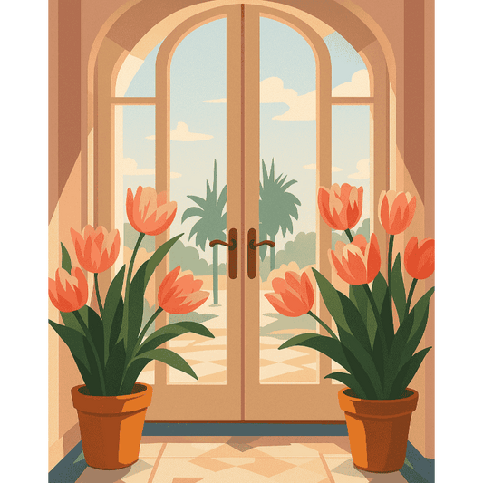 Schilder Op Nummers - Tulpen voor de deur