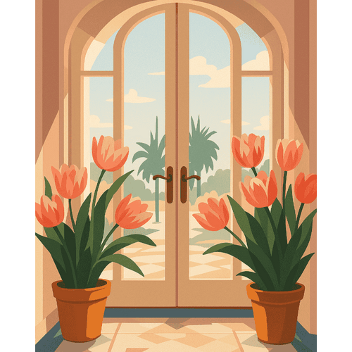 Tulpen voor de deur