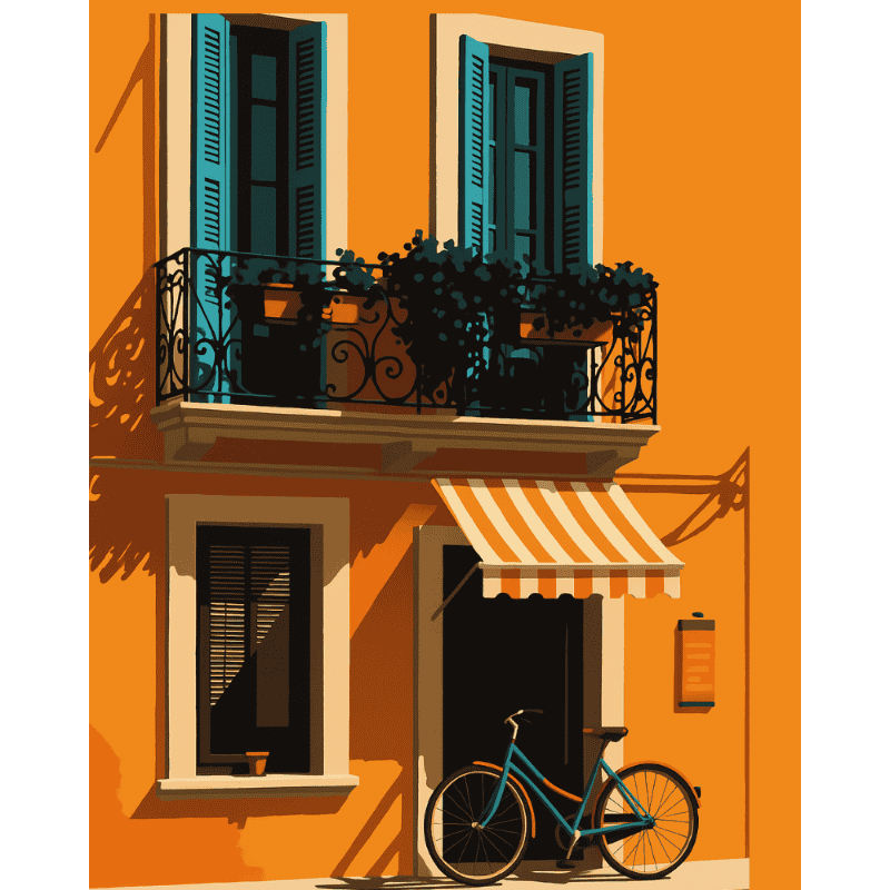 Schilder Op Nummers - Fiets bij het oranje huis