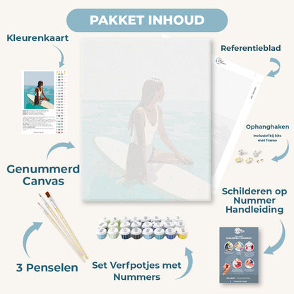 Dame op surfplank